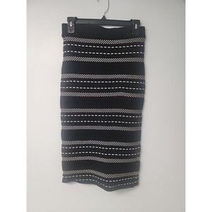Eva Mendez NY&CO Womens S Bodycon Stretch Pencil Skirt‎ Back Slit Black White
